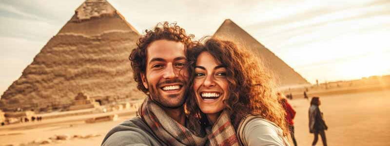 Pareja en las pirámides egipcias
