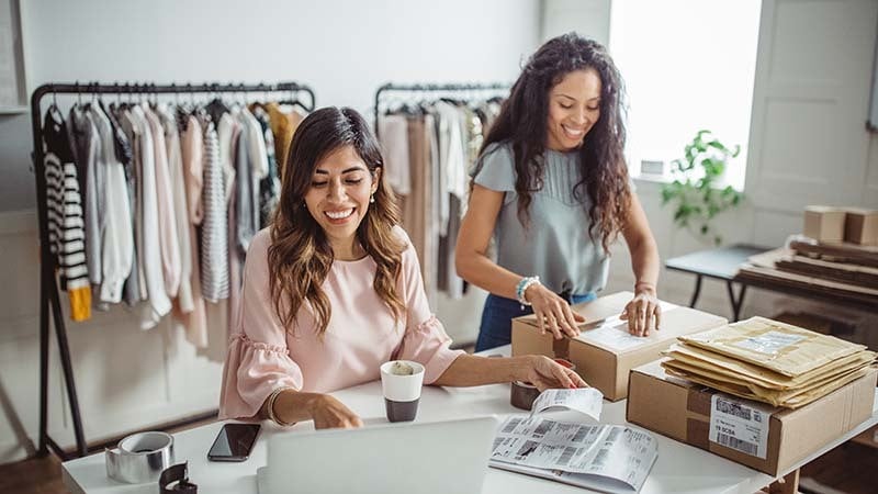 two women working